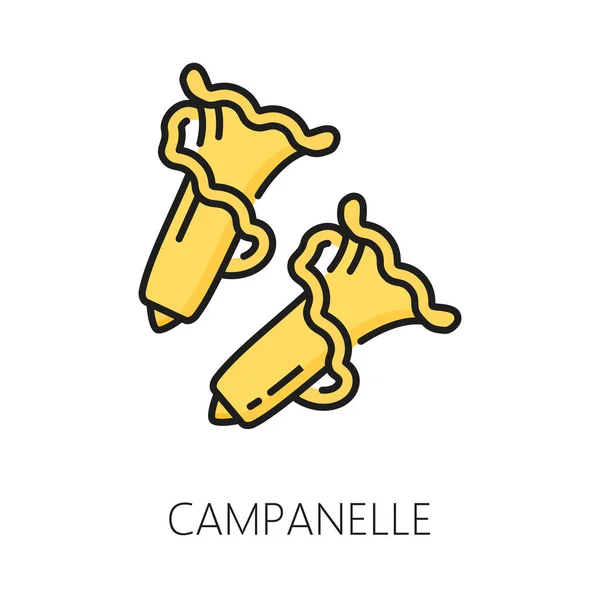 Campanelle Traditional Italian Pasta Isolated Color Outline Icon Vector Mediterranean — Stock Vector