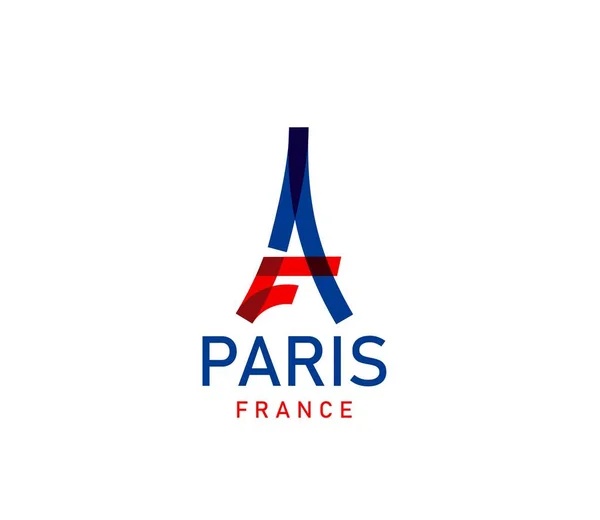 巴黎埃菲尔铁塔是法国城市旅游的象征 矢量穿越了法国建筑的地标 欧洲纪念碑将埃菲尔铁塔的轮廓分隔成了法国国旗色 巴黎旅游 浪漫之旅 — 图库矢量图片