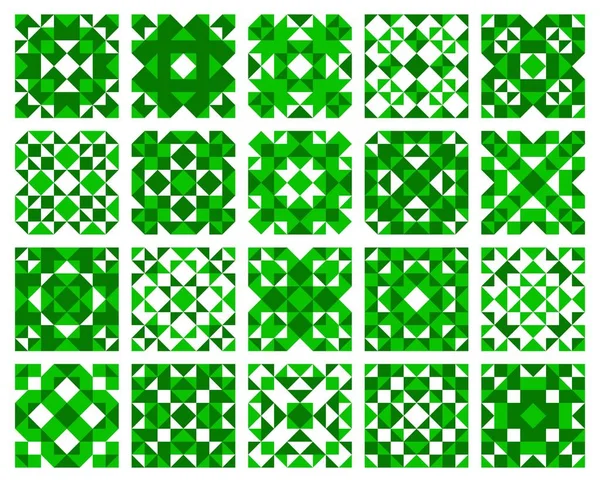 Patrones Baldosas Cerámica Blanca Verde Mosaico Piso Cuadrados Fondos Vectoriales — Archivo Imágenes Vectoriales