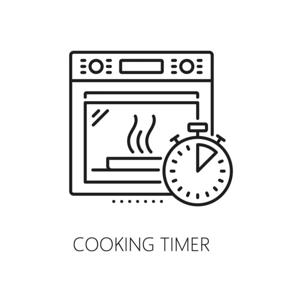 クッキングタイマーとオーブンは薄いラインアイコンをグローブします ベクターキッチン機器 ベーキングシンボル要素 ウェブデザイン アプリ パン屋 ペストリーアイコン — ストックベクタ