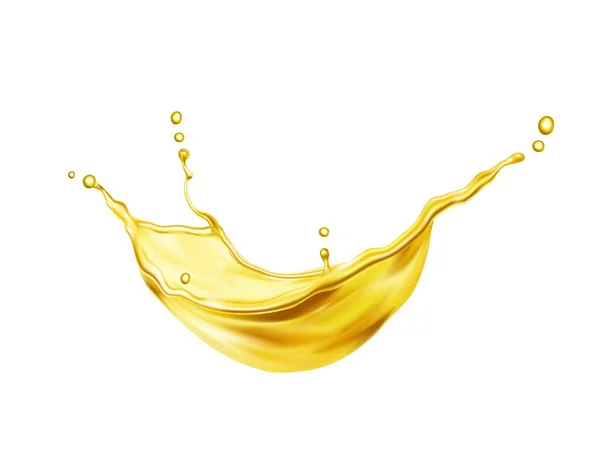 Realistic Liquid Yellow Oil Beer Juice Swirl Splash Flow Isolated — Stock Vector