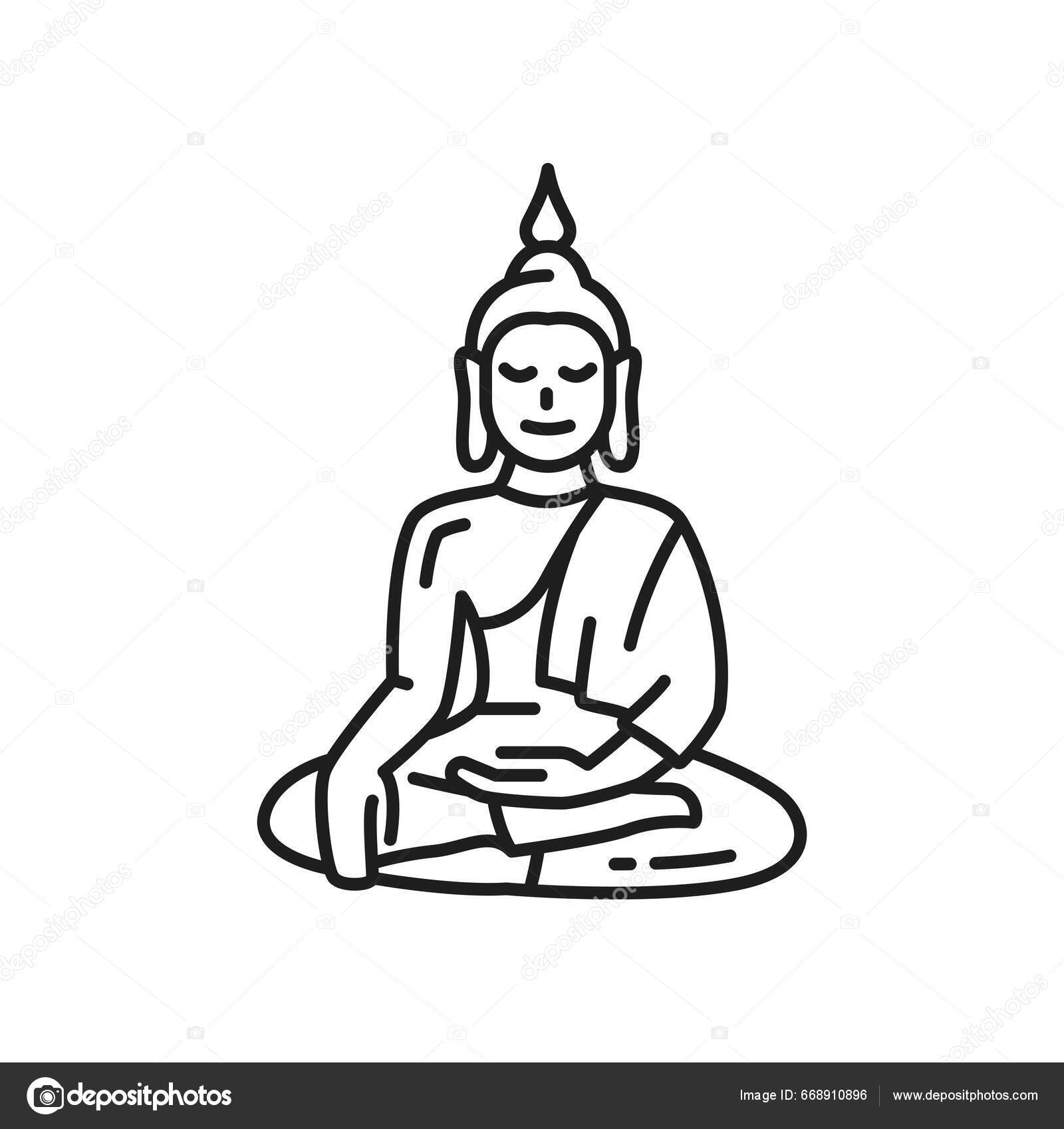 Icono Buda Símbolo Religioso Budista Meditación Dharma Contorno Vector  Budismo Vector de stock #668910896 de ©VectorTradition, image size:1600x1697