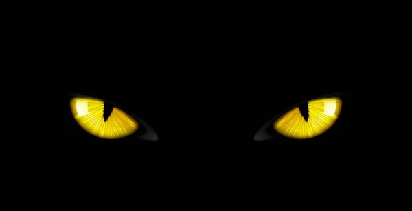 黑豹的眼睛背景 野猫的脸在夜间 向量黄色的眼球在黑暗中 黑豹的眼睛在宏观特写时发光 野生动物的猎豹 美洲狮或猎豹的黄色眼睛在黑色上发光 — 图库矢量图片