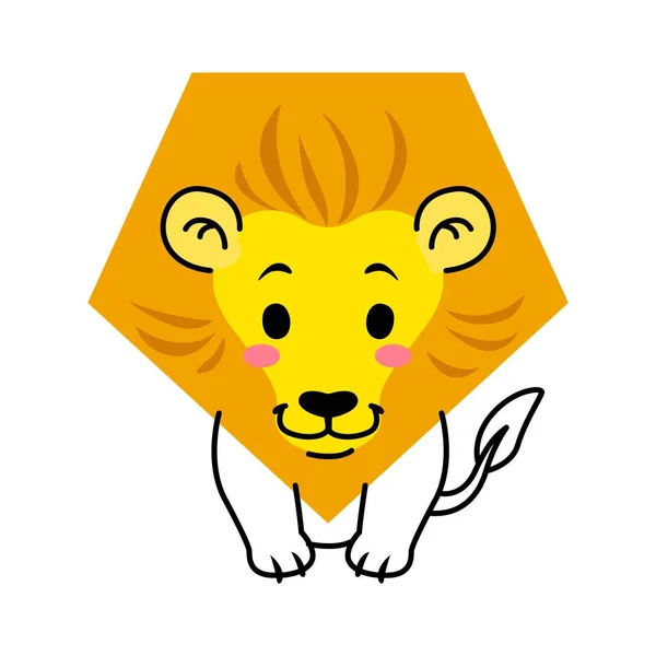 Desenhos Animados Leão Personagem Animal Com Forma Matemática Educação Crianças — Vetor de Stock