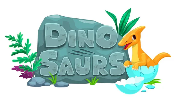 Cartoon Reptil Dino Tier Figur Mit Und Niedlichen Baby Dinosaurier — Stockvektor