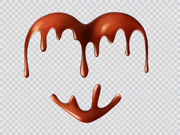 Chocolate Melt Heart Sweet Candy Dessert Vector Background Wedding Love — Stock Vector