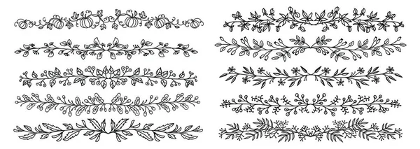 Diviseurs Floraux Mariage Automne Vignettes Florissantes Séparateurs Frontières Délimiteurs Ensemble — Image vectorielle