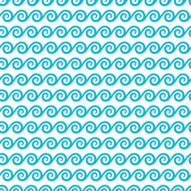 Deniz ve okyanus mavi dalgalar pürüzsüz desen. Vektör okyanus, tekstil, ambalaj kağıdı ya da kumaş dekoru için basit deniz tarzı fayans arkaplanı ya da süs serpiştirir. Yatay nehir akıntıları