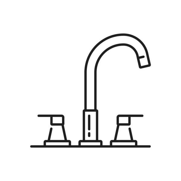 Напишите Кухонный Санузельский Компресс Начертайте Иконку Ванная Комната Смеситель Воды — стоковый вектор