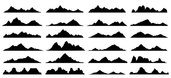Roccia Nera Silhouette Collinari Montane Paesaggio Vettoriale Con Catene Rocciose — Vettoriale Stock