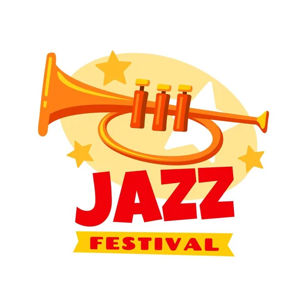 Jazz Icône Festival Musique Trompette Avec Des Étoiles Pour Concert — Image vectorielle