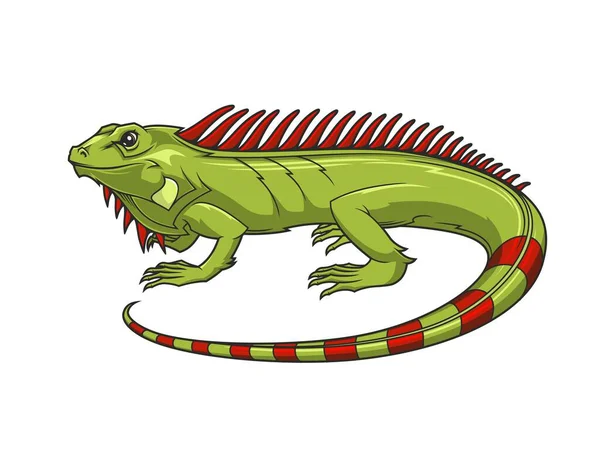 Карикатурный Талисман Игуаны Ящерица Зеленая Рептилия Спортивного Клуба Векторная Эмблема — стоковый вектор
