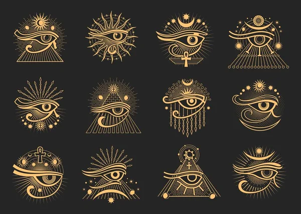 Horusauge Ägyptische Okkulte Und Esoterische Magische Symbole Horus Auge Astrologie — Stockvektor