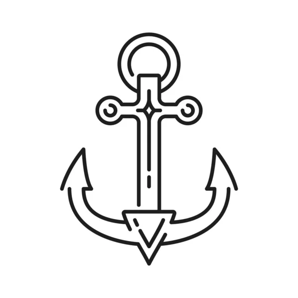 Ikona Obrysu Kotvy Námořního Plavidla Námořní Plachtění Jachta Těžké Vybavení — Stockový vektor