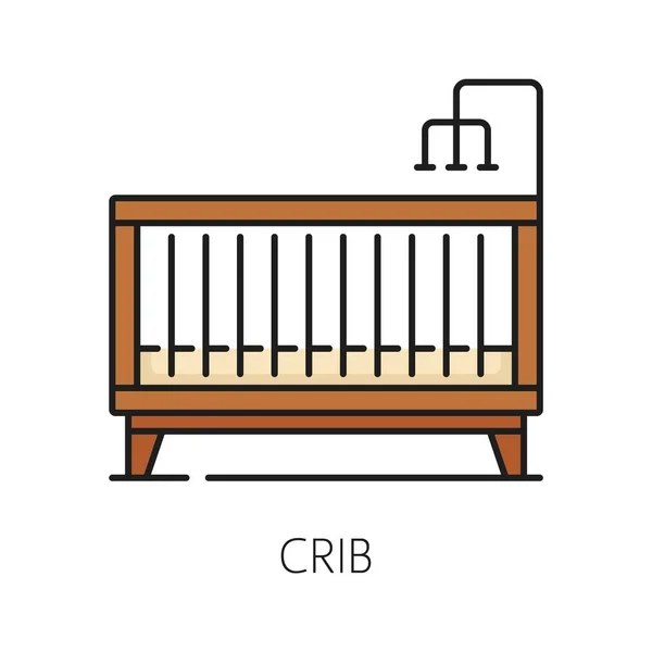 Crib Infant Bed Furniture Icon Home Interior Nursery Room Design — Stock Vector