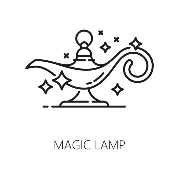 魔灯巫术和魔法图标 占星术符号 魔术或魔法物品线形矢量象形图 巫术物品 精灵灯轮廓图标或轮廓符号 — 图库矢量图片