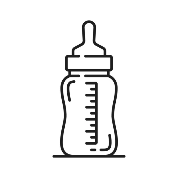 Baby Milk Bottle Isolated Thin Line Icon Vector Glass Plastic — Stock Vector