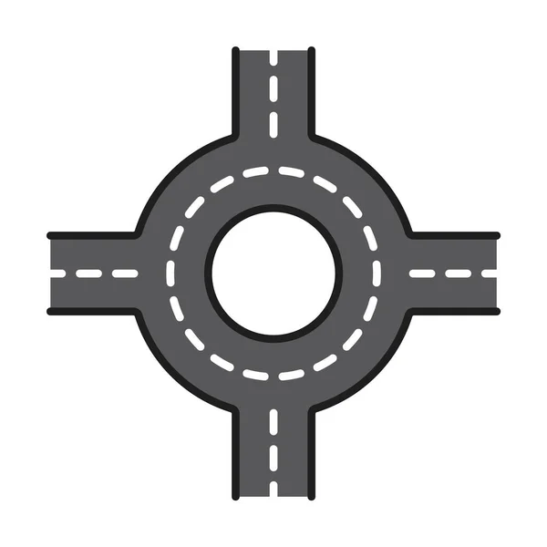 Значок Дорожной Линии Круглый Перекрёсток Путь Асфальта Спидвей Дорожный Линейный — стоковый вектор