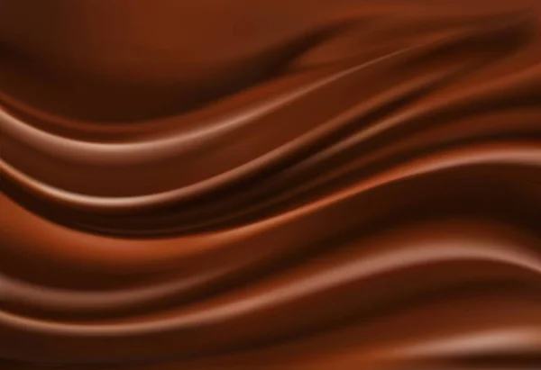 Čokoládová Hnědá Vlna Pozadí Choco Flow Vzor Hladkou Texturou Realistický — Stockový vektor