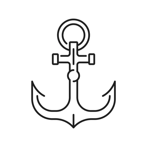 Jacht Marineschip Anker Dunne Lijn Pictogram Teken Maritiem Reizen Boot — Stockvector
