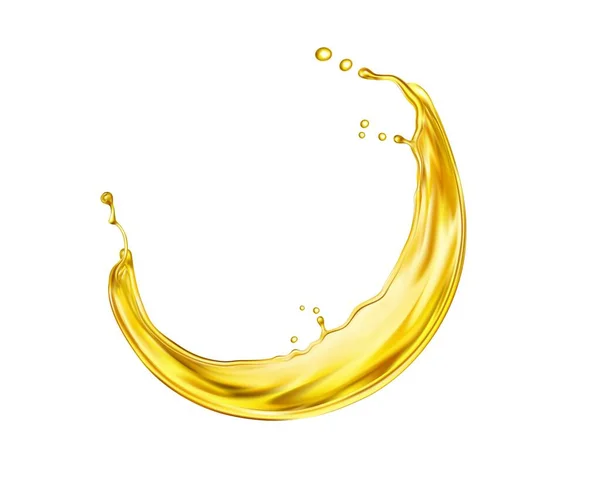 Liquid Beer Oil Juice Swirl Splash Transparent Flow Wave Realistic — Stock Vector