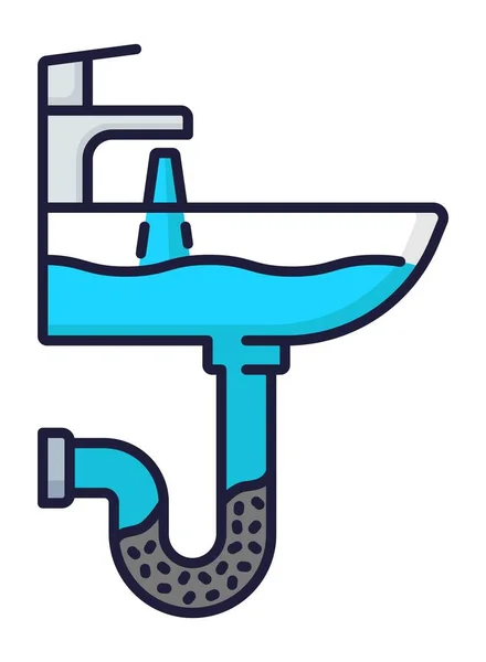 Ícone Cor Serviço Encanador Para Tubulações Água Encanamento Limpeza Correção — Vetor de Stock