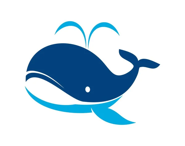 Roztomilá Modrá Velryba Modrá Ikona Života Oceánu Firemní Grafické Znamení — Stockový vektor