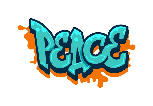 Vrede Graffiti Straatkunst Stedelijke Stijl Geïsoleerde Vector Levendige Krachtige Woord — Stockvector