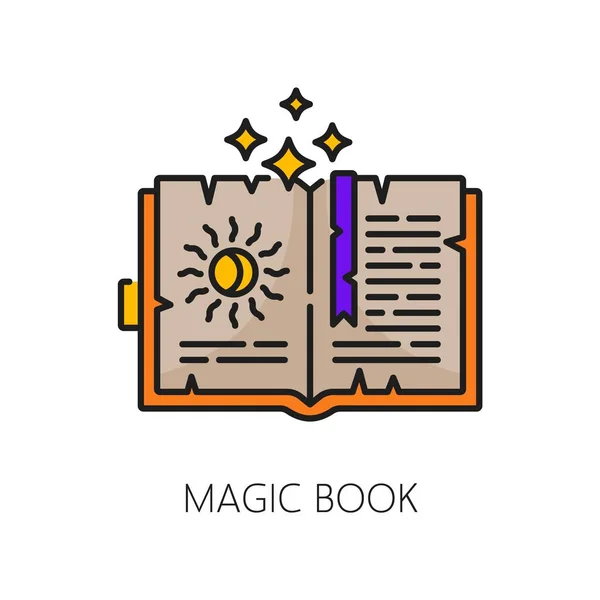 Spell Book Witchcraft Magic Icon Enchanting Open Volume Vector Sign — Stock Vector