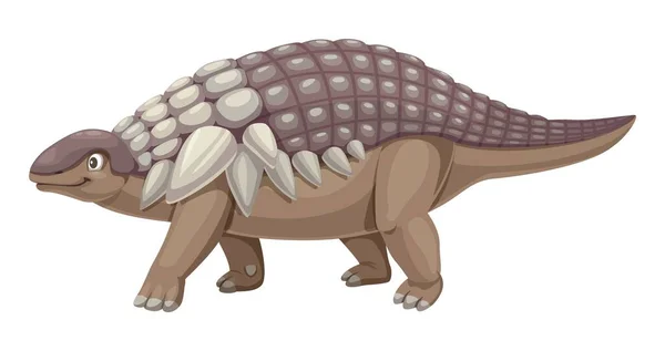 Panoplosaurus Dinossauro Engraçado Personagem Desenho Animado Paleontologia Réptil Animal Pré —  Vetores de Stock