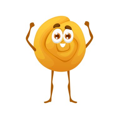 Çizgi film kurabiyesi komik karakteri, tatlı ve sevimli yüzlü fırın tatlısı. Çocuk menüsü, izole edilmiş kurabiye taze pişmiş pasta, kawaii ev yapımı ürün, pozitif tatlı yiyecekler.