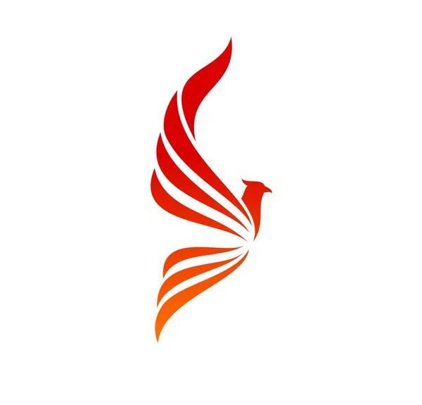 Phoenix Bird Fire Icon Flying Silhouette Wings Eagle Falcon Vector — Stock Vector