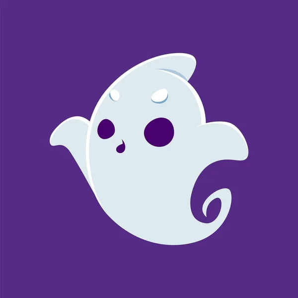 Cartoon Cute Kawaii Halloween Ghost Monster Character Adorable Vector Phantom — Stock Vector
