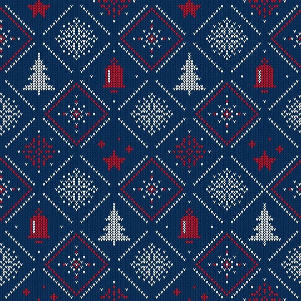 Weihnachtsblaues Pullover Muster Weihnachten Neujahr Oder Weihnachten Hässliche Pullover Vektorschmuck — Stockvektor