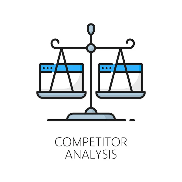 Konkurrent Analys Webb Revision Ikon För Webbplatsens Innehåll Analys Och — Stock vektor