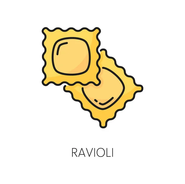 Ravioli Raviolo Italian Cuisine Pasta Filling Color Outline Icon Vector — Stock Vector