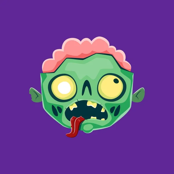 Tecknad Halloween Zombie Emoji Karaktär Isolerad Vektor Läskig Emoticon Med — Stock vektor