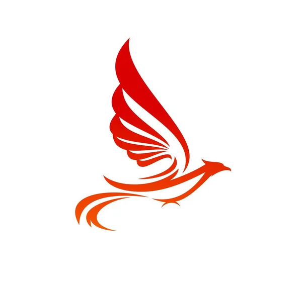 Phoenix Flying Fiery Bird Icon Magic Bird Flaming Animal Fantasy — Stock Vector