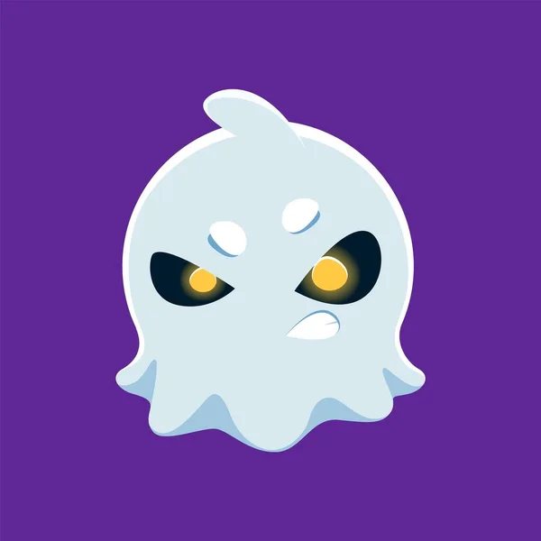 Cartoon Halloween Emoji Character Vector Spooky Ghost Angry Expression Featuring — Stock Vector