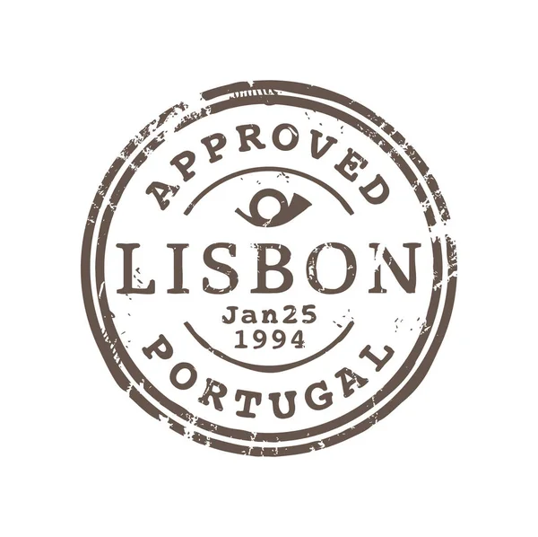 Aprovado Lisboa Portugal Selo Postal Selo Postal País Europeu Impressão — Vetor de Stock