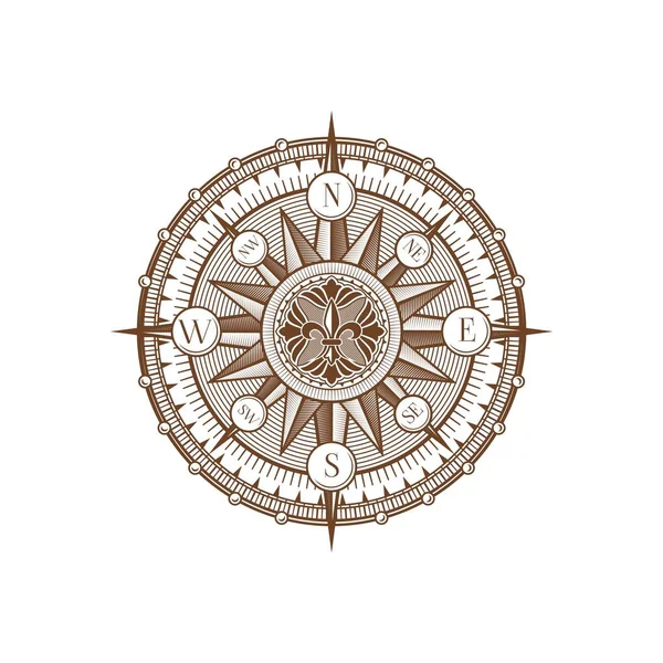 Ročník Středověké Starožitný Vítr Růže Kompas Námořní Navigační Vektorové Šípy — Stockový vektor