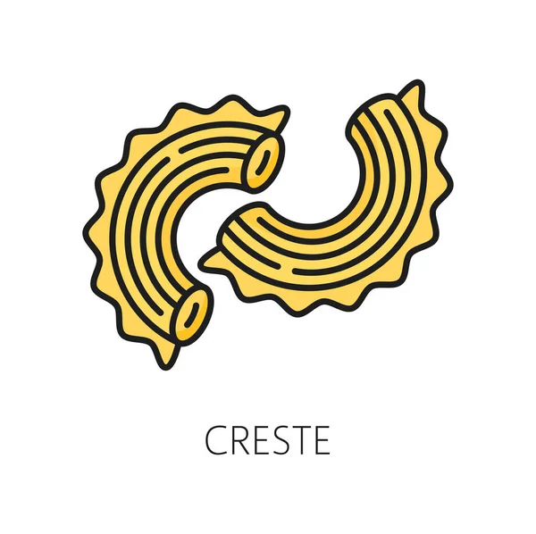 Creste Cornett Pasta Macaroni Isolated Color Outline Icon Vector Uncooked — Stock Vector