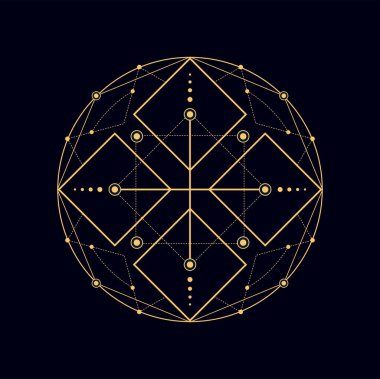 Bohem ezoterik simetrik işareti, sihirli simya sembolü. Kutsal vektör geometri şekli, gizemli simya simgesi, kutsal işaret.