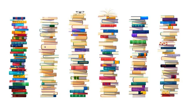 Шкільні Підручники Бібліотечна Література Векторні Вежі Освіта Або Читання Книг — стоковий вектор