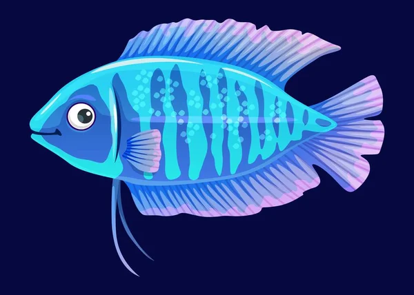 Poisson Aquarium Dessin Animé Gourami Bandes Vectorielles Isolées Trichogaster Fasciata — Image vectorielle