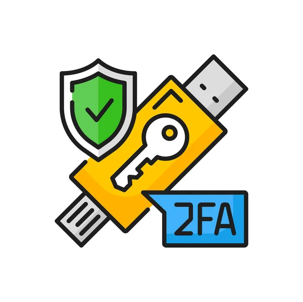 闪存驱动器两步验证 信息保护彩色图标 矢量安全密码验证与双因素认证 2Fa检查 — 图库矢量图片