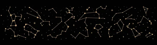 Night Sky Map Star Constellation Border Mystic Astrology Vector Detailed — Stock Vector