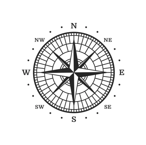 Old Compass Vintage Map Wind Rose Star Marine Travel Nautical — Stock Vector