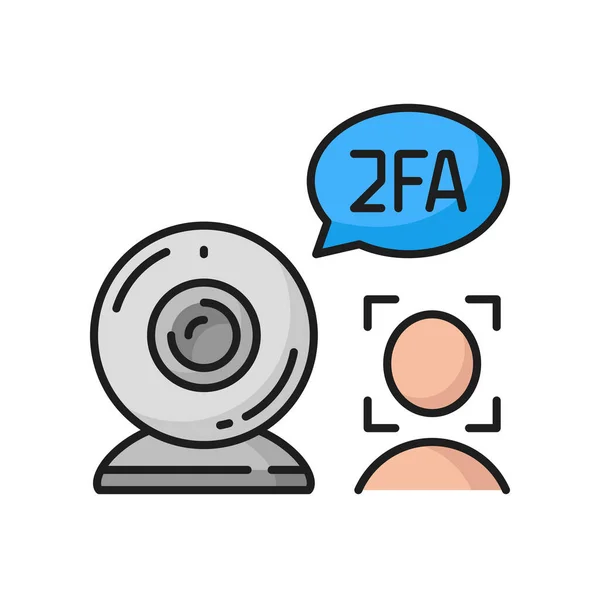 2Fa Verificação Dois Fatores Câmera Ícone Cor Verificação Facial Verificação — Vetor de Stock