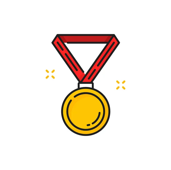Zlatá Medaile Červeném Pruhu Izolovanou Zlatou Ikonou Trofeje Vektorový Box — Stockový vektor